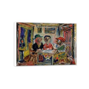 Imagem de BMZFYBS David Burliuk Famosas impressões em tela de arte de parede prontas para pendurar. Jogando. Pintura com moldura branca para decoração de sala de estar 90 x 125 cm 35 x 49 pol