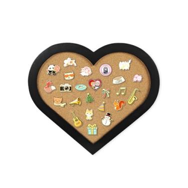 Imagem de Quadro de cortiça, quadro de cortiça, 30 x 26 cm, quadro de exibição de avisos pequeno, montado na parede, bonito quadro de cortiça para armazenamento de broches, para escritório/casa/escola (BK)