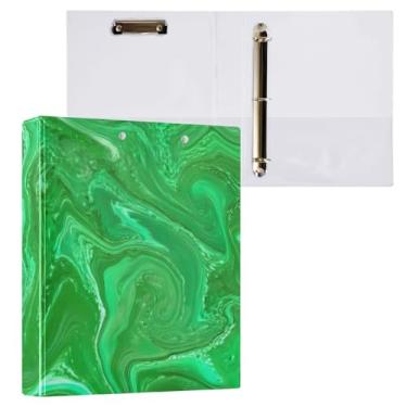Imagem de Pasta redonda de 3 anéis com textura de mármore verde na prancheta, organizador de fichário de 2,5 cm para tamanho carta (21,6 cm x 28 cm), 1 pacote