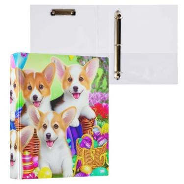 Imagem de Pastas de fichário adorável para cães com três argolas e pasta de arquivo para área de transferência de perfil para material escolar e de escritório, pacote com 2