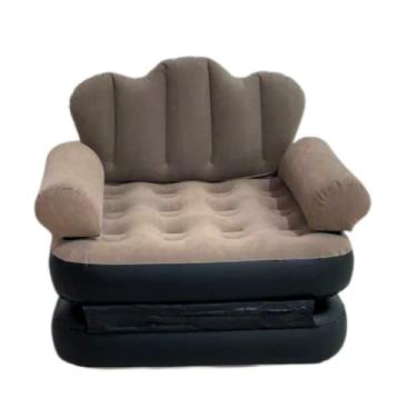 Imagem de Poltrona e Sofá Cama Inflável, PVC Flocado, Cinza e Azul, 92x95x90cm, Capacidade 100kg, com Bomba