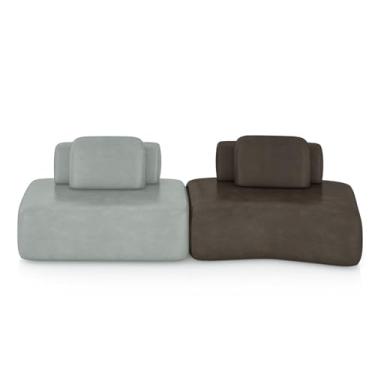 Imagem de Sofá Ilha Sala de Estar Dakota 2 Módulos 316cm Encostos Almofadas Soltas PU Cinza/Marrom G33 - Gran Belo