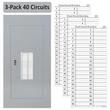 Imagem de Littversions Adesivos adesivos de diretório do painel do disjuntor Fuse Box para todos os painéis elétricos/centros de carga (padrão 40 circuitos 3 etiquetas)