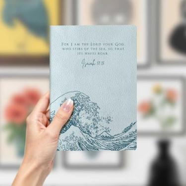 Imagem de Caderno de couro bíblico, presentes cristãos para mulheres, cadernos de diário A5 para anotações, caderno de diário cristão de 21 x 14,7 cm com versículo bíblico, planejador de oração das escrituras