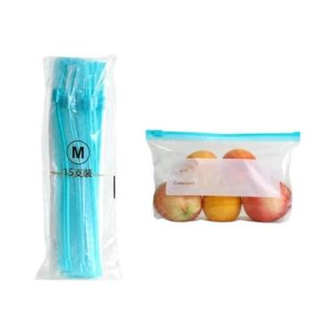 Imagem de Saco Plástico Transparente Reutilizável Com Fecho Ziplock Para Armazen