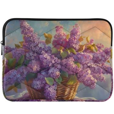 Imagem de Capa protetora para notebook com flores lilases roxas para Macbook Pro 14 polegadas, capas fofas para computador de 33 a 35 cm, universais