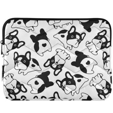 Imagem de Capa para notebook com buldogue francês, preto, branco, bufante, para MacBook Pro, 13 polegadas, universal, acessórios de computador de 13 a 14 polegadas