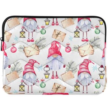 Imagem de Capa para notebook Gnome de Natal branca e rosa acolchoada universal 13 a 14 polegadas capa para laptop para MacBook Air 13