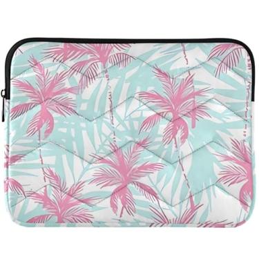 Imagem de Capa para laptop rosa coqueiros palmeiras azul-petróleo para MacBook Pro capa 14 polegadas acessórios de computador laptop capa universal 13-14 polegadas
