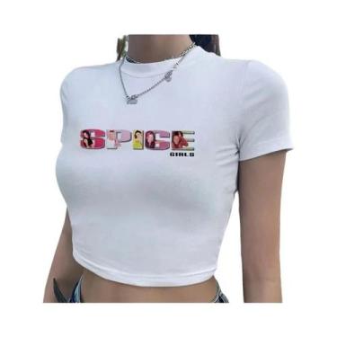 Imagem de Camiseta Branca Vintage Grunge Harajuku Kawaii Spice Girls Crop Top Es