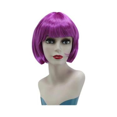 Imagem de Peruca Curta Colorida Neon Bobo De Fibra Sintética Para Festa, Hallowe