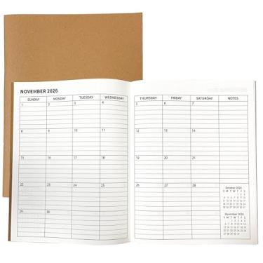 Imagem de Calendário de agenda mensal de 24 meses, janeiro de 2026 a dezembro de 2027, calendário anual Ovierview e mensal e datas importantes, linhas e pontilhadas, papel de 100 g/m², 21,6 x 28 cm (Kraft)