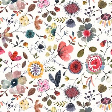 Imagem de Vintique Papel de parede de papel de parede Boho removível impermeável moderno floral para quarto, banheiro, parede de casa 43,9 cm x 299,7 cm