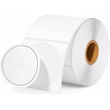 Imagem de Rongta Etiquetas térmicas circulares/quadradas de 5 cm, etiqueta adesiva térmica direta redonda autoadesiva para escritório doméstico de pequenas empresas, 750 folhas/1 rolo (branco, redondo Φ 5.1 cm