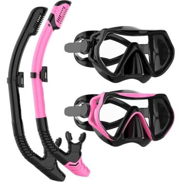 Imagem de JRing Equipamento De Mergulho Com Snorkel Para Adultos, Conjunto De Máscara De Mergulho Com Snorkel E Óculos Antiembaçantes De Vidro Temperado De 180 Graus, Snorkel De Mergulho Seco Para Natação, Má