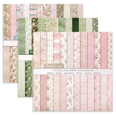 Imagem de Humyoun 72 folhas, papel para scrapbook, 30,5 x 30,5 cm, dupla face, romântico, verão, boêmio, estampado, papel-cartolina decorativa, material de diário de lixo para álbum de fotos faça você mesmo