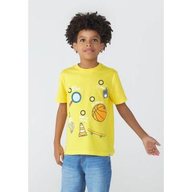 Imagem de Camiseta Infantil Unissex Com Apliques Dpa - Hering Kids, Amarelo