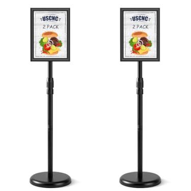 Imagem de USCNC Suporte de letreiro 21,6 x 28 cm - Suporte ajustável para placa de chão - Moldura aberta de encaixe, rotação de 360° para shoppings, escolas, restaurantes (preto 2 unidades)