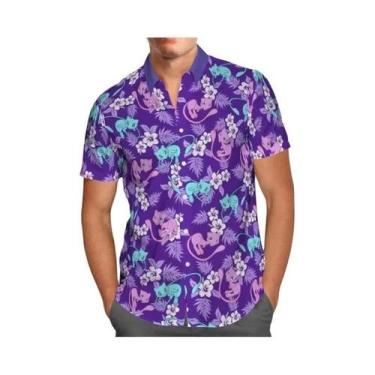 Imagem de Camisa Havaiana Verde Oversized 3D Anime Para Homens, Manga Curta, Pra