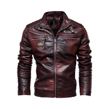 Imagem de Jaqueta De material sintético Slim Fit Para Homens Com Gola De Pele Re