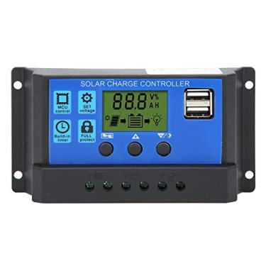 Imagem de WALFRONT Controlador de Carga Solar Controlador de Painel Solar Saída USB Dupla 30A 12V / 24V Com Gerenciamento de Carregamento PWM