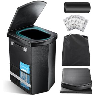 Imagem de Banheiro portátil XL atualizado 2026 para adultos, vaso sanitário alto de acampamento com tampa e bolsa de transporte conveniente, penico portátil para acampamento, caminhada, viagem de carro