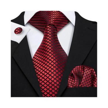 Imagem de Conjunto De Gravata E Abotoaduras De Seda Jacquard Em 50 Cores Barry.W