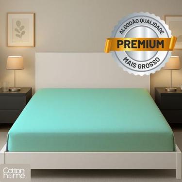 Imagem de Lençol Casal 100% Algodão Com Elástico Premium Verde - JF Texteis