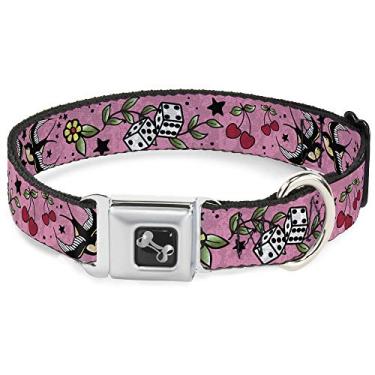 Imagem de Buckle-Down Cinto de segurança para coleira de cachorro DC-W31218-M, Lucky C/U Pink, 2,5 cm x 28-43 cm