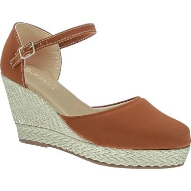 Imagem de Sandália Anabela Plataforma Salto Médio Feminina (Marrom, BR, Adulto, Numérico, 35)