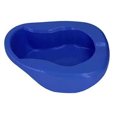 Imagem de Naroote Comadre de Enfermagem Resistente Com Tampa para Idosos Presos à Cama, Design de Entalhe Fácil de Segurar, Rolamento de 176,4 Lb para Cuidados Domiciliares/hospitalares, 10,8 X 14,3 pol., Branco (Azul escuro)