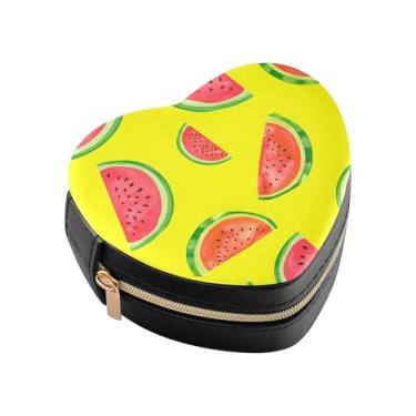Imagem de Burbuja Mini caixa de joias em forma de coração com fatias de melancia para mulheres e meninas, estojo portátil organizador de armazenamento para brincos, anéis, colares e pulseiras