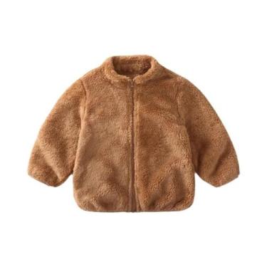 Imagem de Jaqueta De Pelúcia Para Meninos E Meninas, Outono Inverno, Cor Sólida,