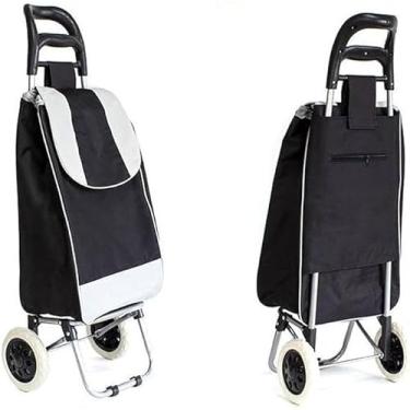 Imagem de Carrinho De Compras Feira Dobrável Reforçado com Rodinha Bag Multiuso Leva Tudo Supermercado Sacola Ecológica e Discreta