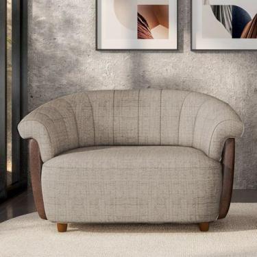 Imagem de Sofá Namoradeira Decorativa Latvia 150cm Pés de Madeira Linho/PU Cinza