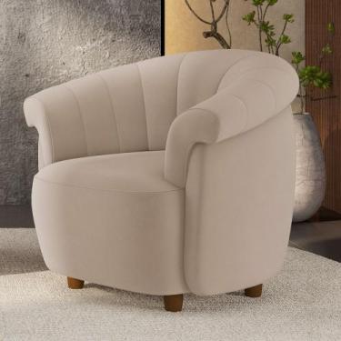 Imagem de Poltrona Decorativa Latvia 86cm Pés de Madeira Veludo Bege G45 - Gran 