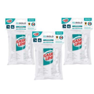 Imagem de 3 Refil Para Rolo Adesivo Tira pelo com 30 Folhas Flash Limp
