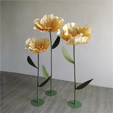 Imagem de Flores Artificiais Gigantes - Conjunto de 3 Enormes Expositores Florais para Fundo de Casamento, Decoração de Festa, Adereços de Fotografia - Decoração Perfeita para Eventos