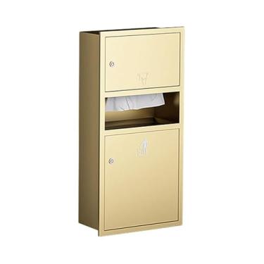 Imagem de Prateleiras de nicho de chuveiro embutidas à prova d'água - Organizador de armazenamento de banheiro dourado com secador de mãos, papel higiênico e lixeira alcovas para casa, cozinha, quarto (31 x 75