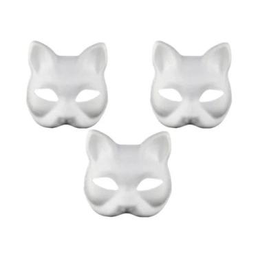 Imagem de Máscaras De Gato Brancas DIY Em Branco Para Halloween, Baile De Máscar
