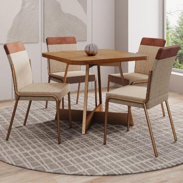 Imagem de Conjunto Sala De Jantar 4 Cadeiras Seul Carraro Nogal
