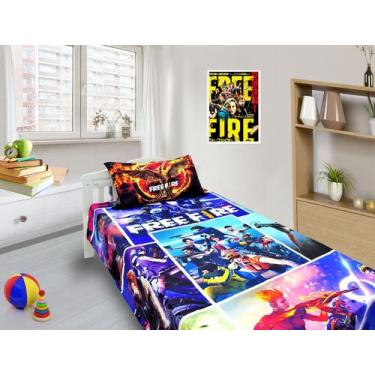 Imagem de Jogo De Lençol Cobre Leito E Fronha, Free Fire 1 ls-ff1 - Fantasia Brá