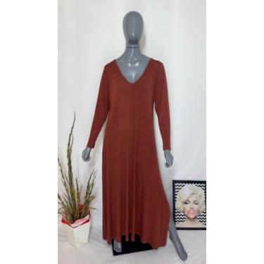 Imagem de Vestido Gola V Manga Longa com Bolso - modanascimento, Cinza, G