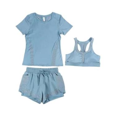 Imagem de Conjunto De Yoga Feminino De Secagem Rápida Com Top, Shorts E Sutiã Es