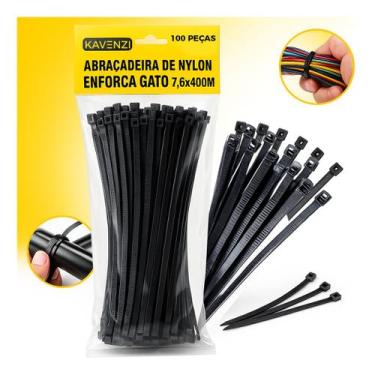Imagem de Kit 100 Abraçadeira Nylon 7,60mm X 400mm Grande Cinta Plástica Resiste