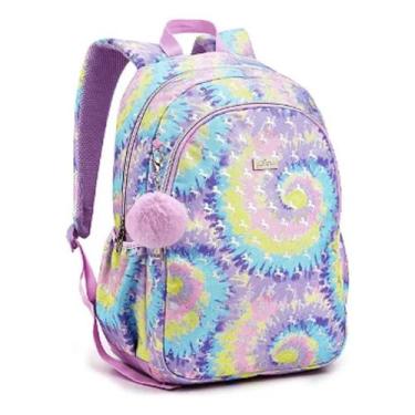 Imagem de Mochila Escolar Tie Dye Reforçada Colorida Cor:Rosa - GLITT Seanite, R