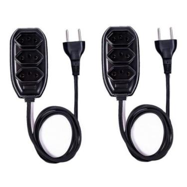 Imagem de Extensão Elétrica Extensão de Energia 3 Tomadas Compacta Bivolt 2, 3, 