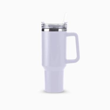 Imagem de Copo Térmico Grande 1200 Ml Canudo Parede Dupla - BRANCO - Genérico