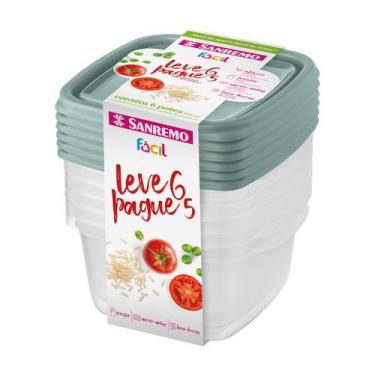 Imagem de Kit 6 Potes Plastico 800ml Sanremo - Pague 5 e Leve 6 potes Tampa Verd