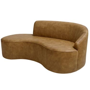 Imagem de Sofá Curvo 2 Lugares 150cm Eron Braço Esq. Corano Sintético Caramelo - Nexta Casa